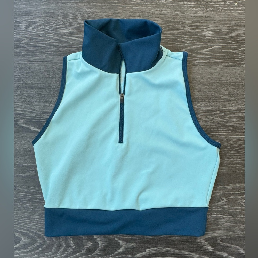 Thrive Societe Blocked Blue Spin Collared Crop Size Small
